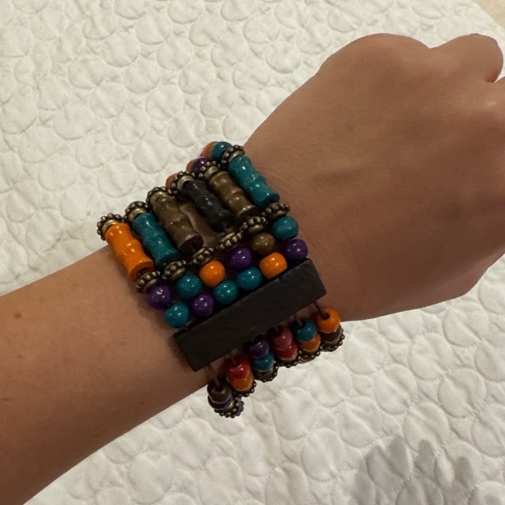 Women colorful Multicolor Beaded Bracelet bohemian festive Y2K Resortwear